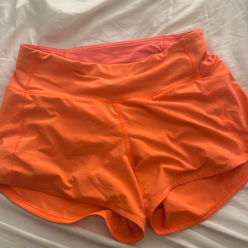 Lululemon Orange Speed Up Shorts